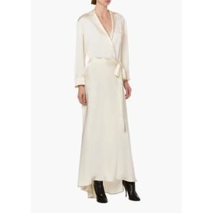 NEW PHILOSOPHY DI LORENZO SERAFINI satin dress with sash in ivory